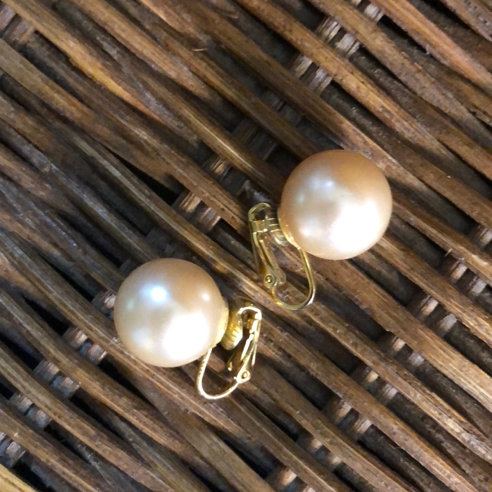 Large vintage faux pearl earrings